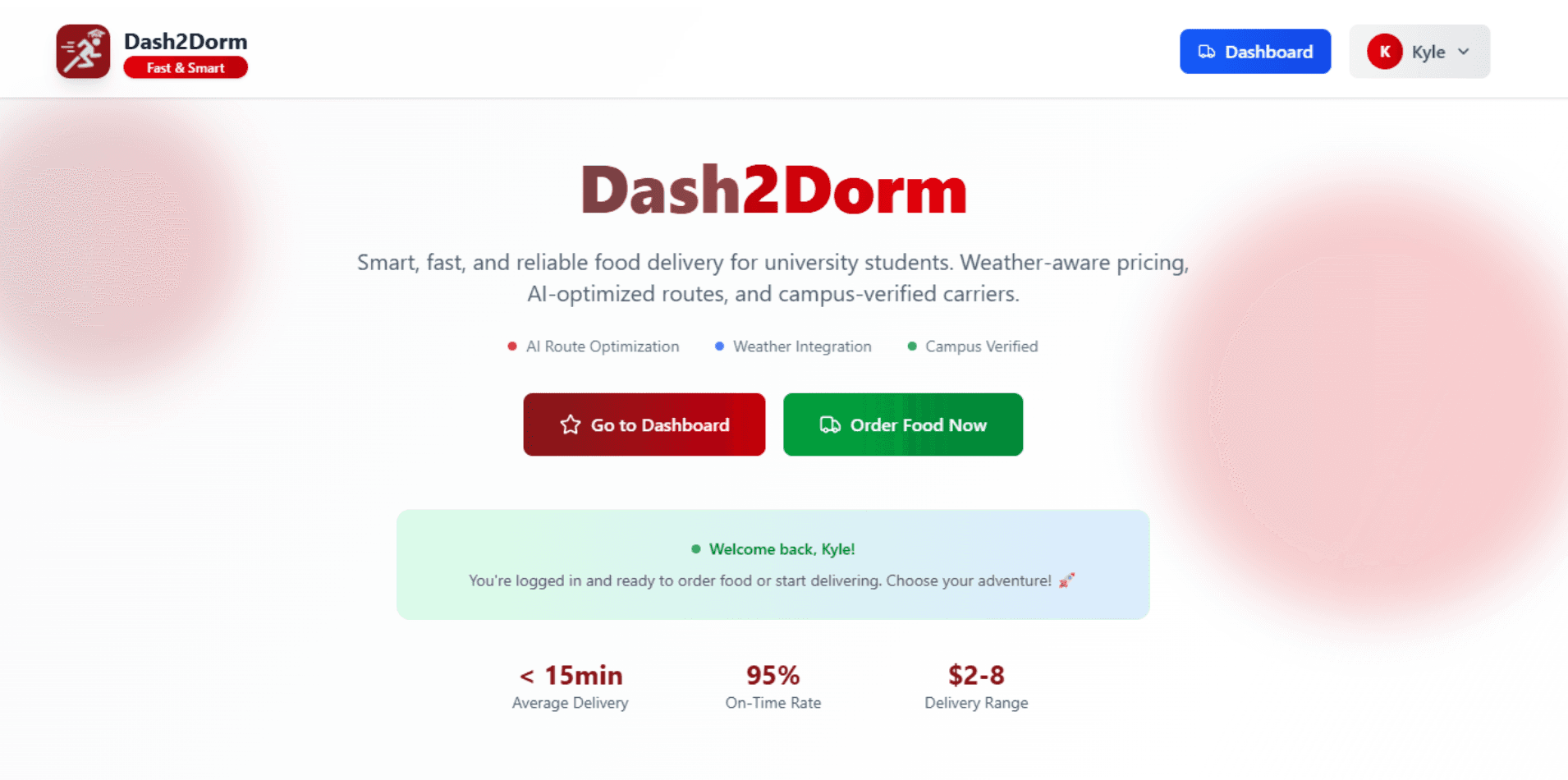 Dash2Dorm project screenshot